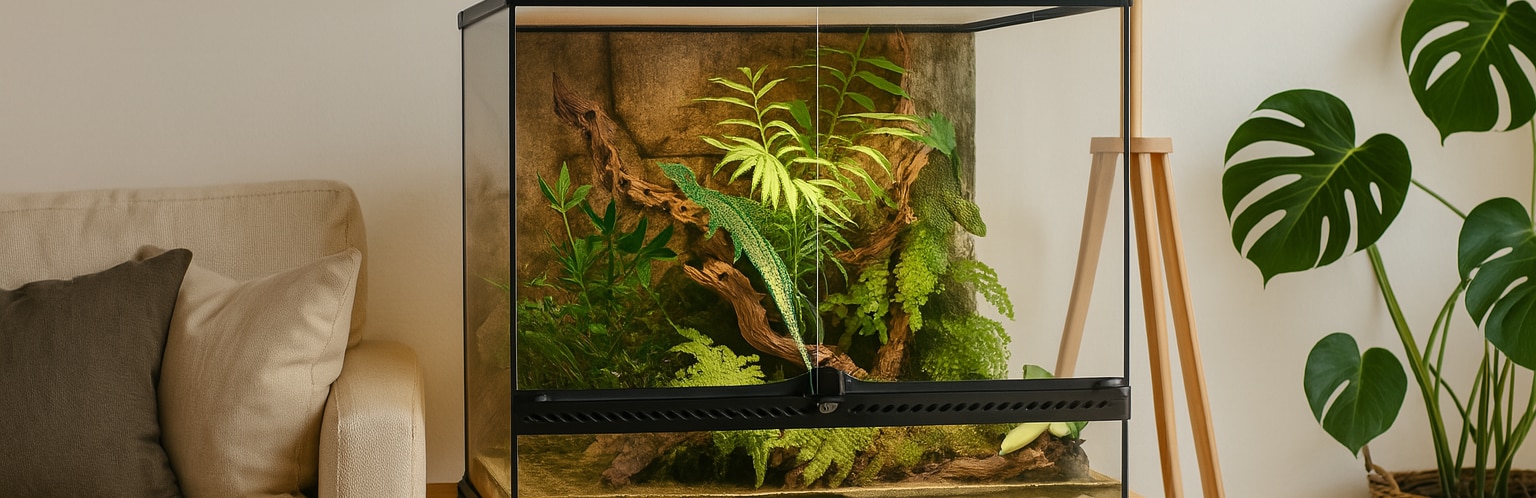 Exo Terra terrarium i ett vardagsrum