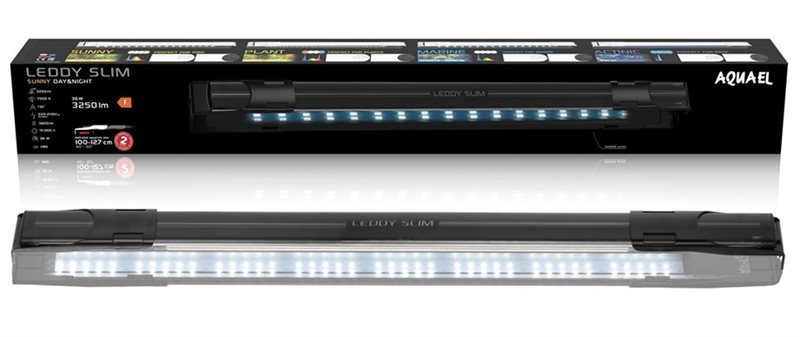 AquaEL LED-belysning Leddy Slim 2.0 Sunny Svart 100-127cm 36W