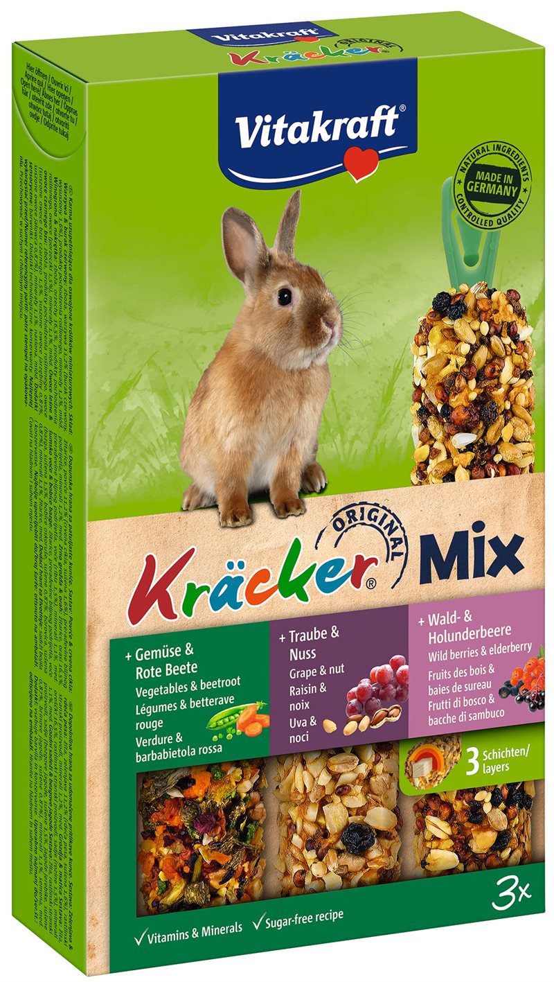 Vitakraft Kräcker Kanin 3-pack grönsaker/nötter/skogsbär