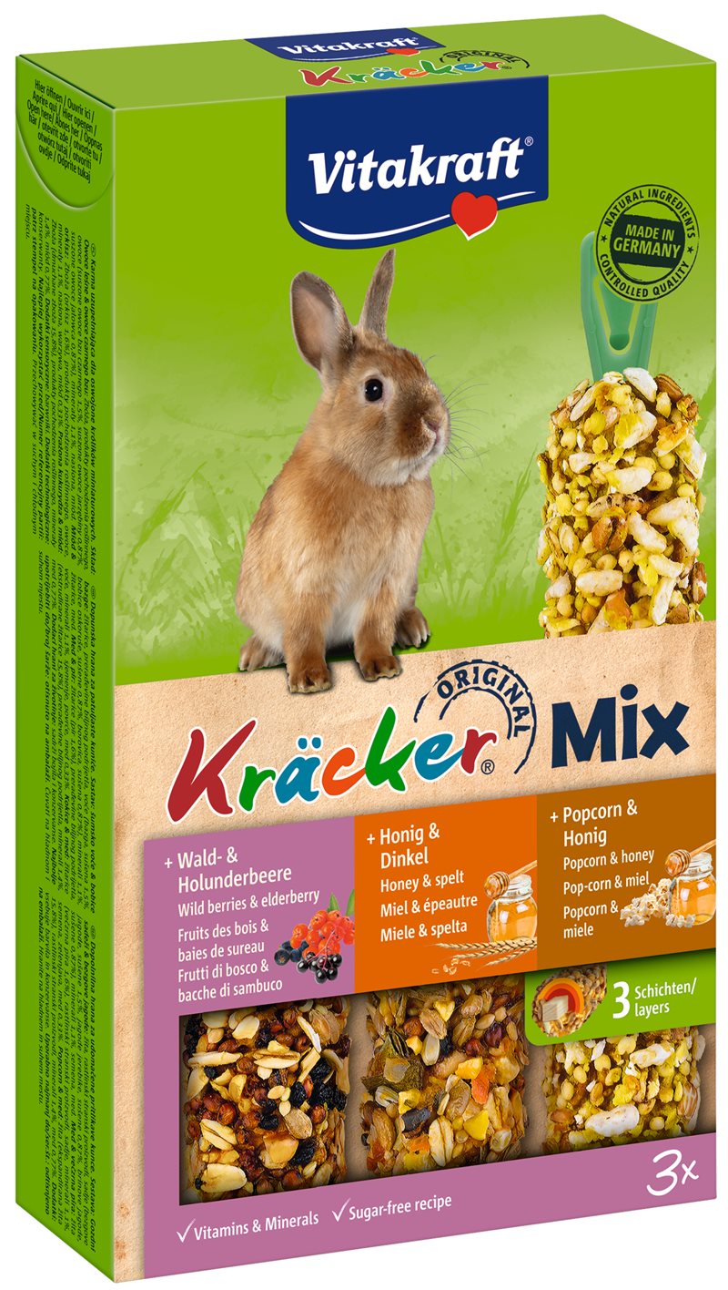 Vitakraft Kräcker Kanin 3-pack skogsbär/honung/popcorn