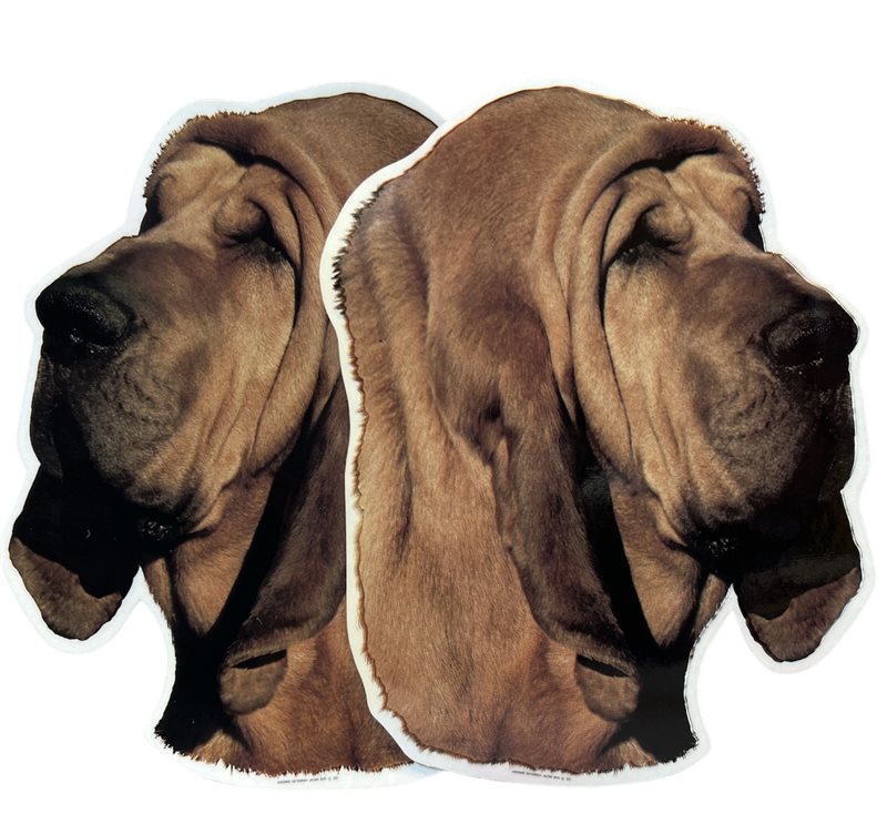 Dekal Hund medium 2-pack - Blodhund Röd huvud