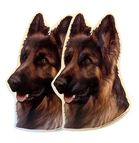 Dekal Hund medium 2-pack - Schäfer långhårig huvud