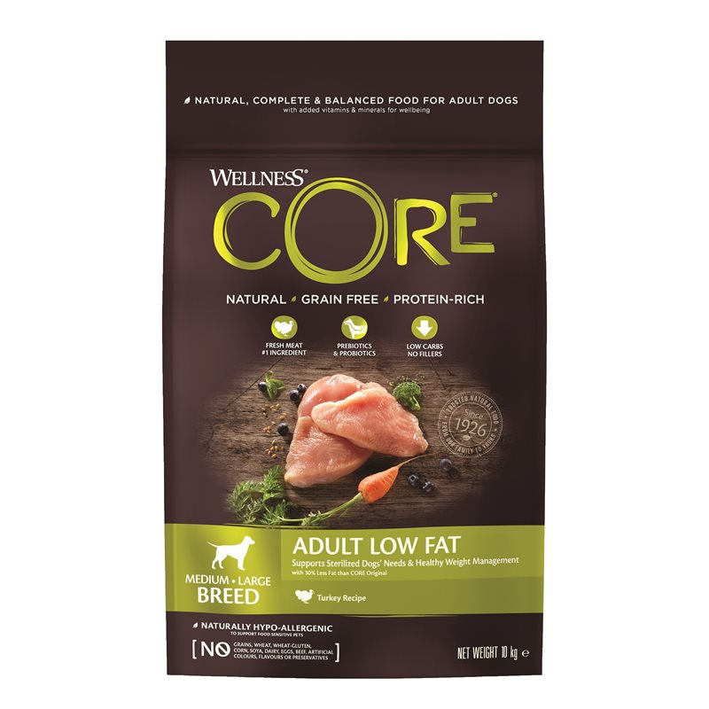 Core dog adult m/l breed low fat 10kg