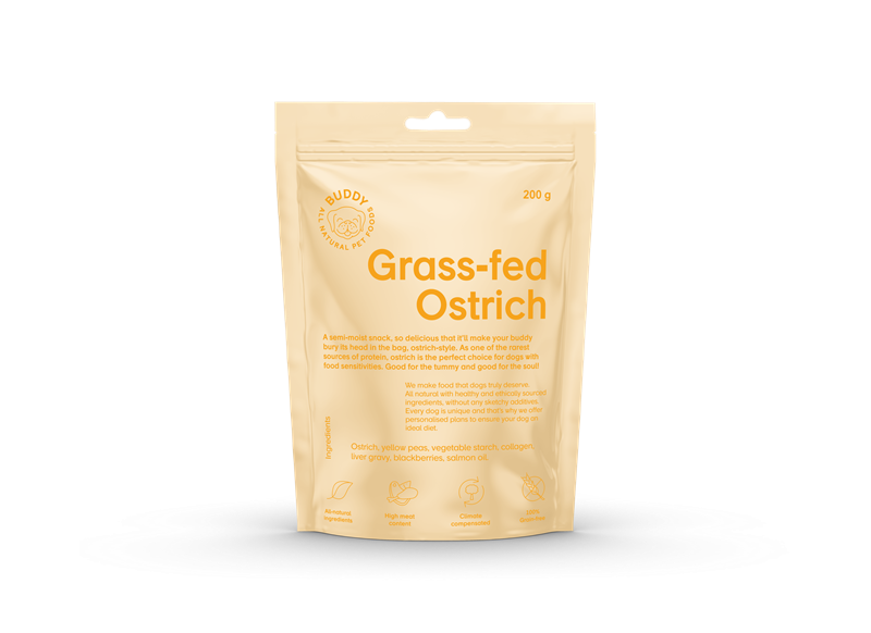 Buddy petfoods grass-fed ostrich godis 200g