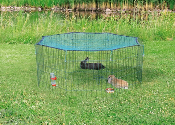 Smådjurshage till kanin/marsvin med nättak ø150×57 cm