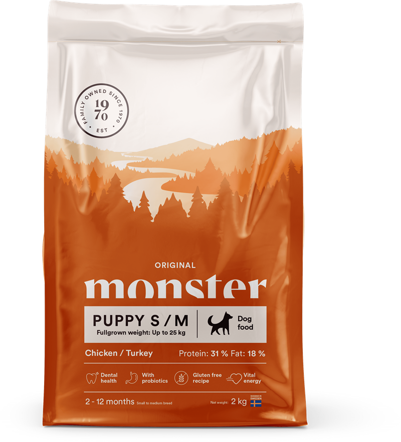 Monster Original puppy S/M kyckling/kalkon 12kg