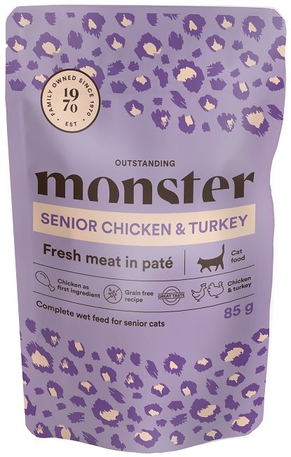 Monster Katt Senior Våtfoder Kyckling/Kalkon 85g 