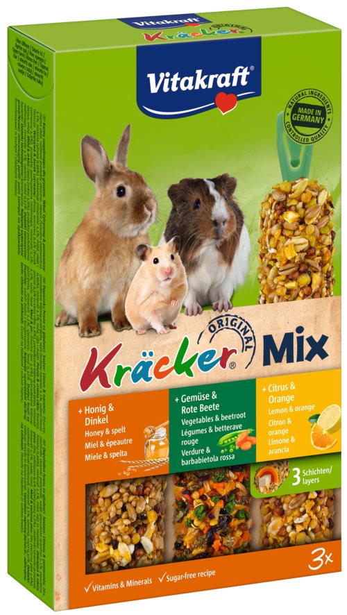 Vitakraft Kräcker Trio-Mix 3-pack Citrus/grönsaker/honung