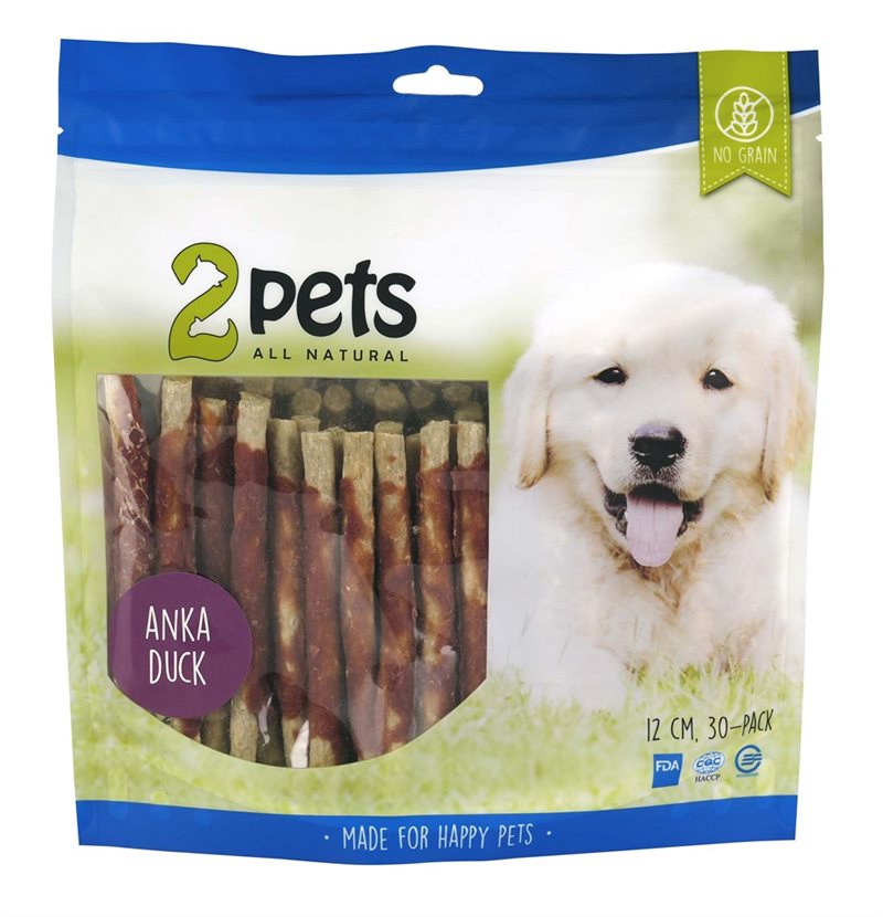 2Pets Tuggpinnar mald anka 12cm 30-pack/400g