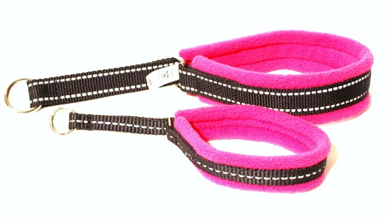 Nomehalsband reflex fleecefodrat svart/rosa