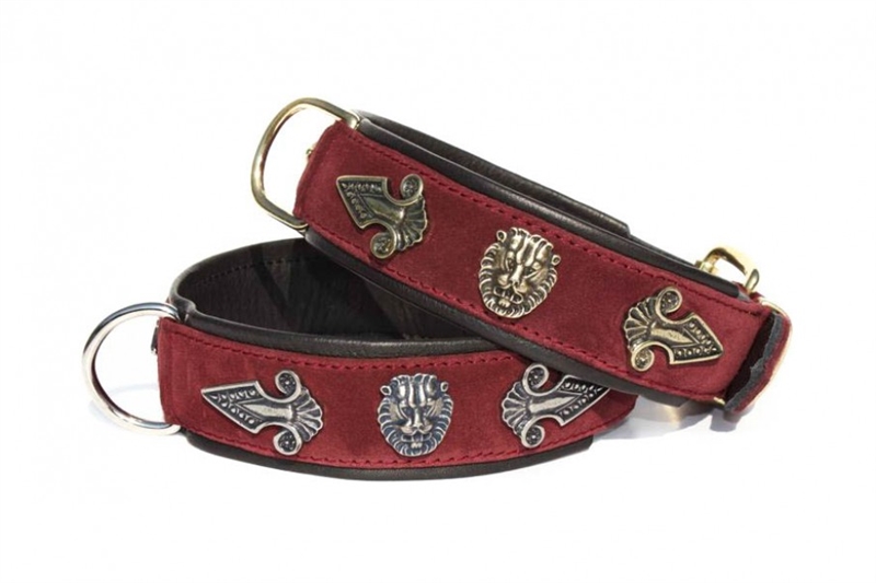 Halsband Lejon bordeaux/svart