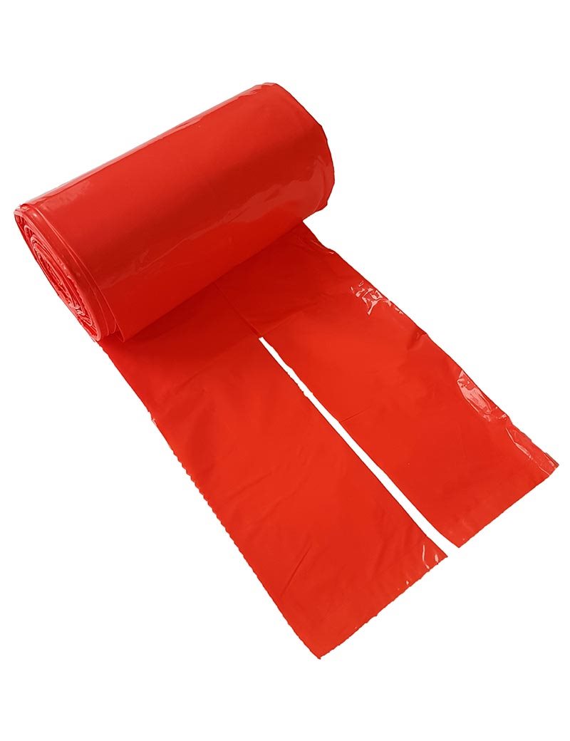 Bajspåse röd 50-pack med knythandtag