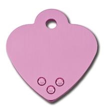 ID-bricka rosa litet hjärta m. 3 stenar