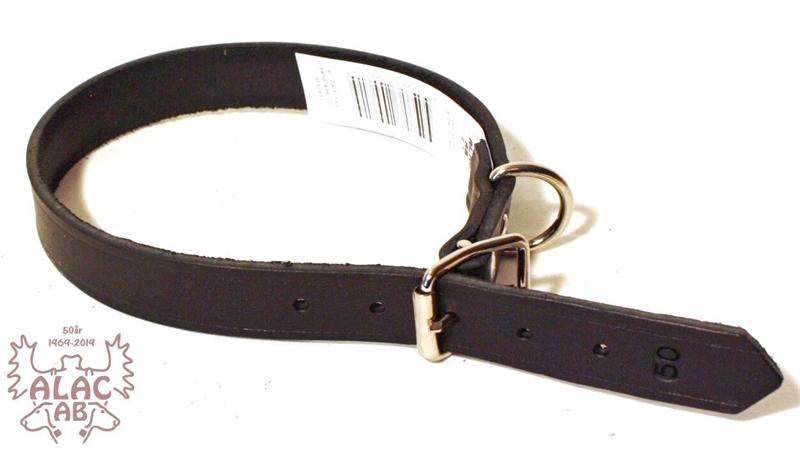 Läderhalsband svart 18mm/40-55cm