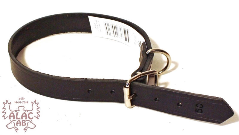 Läderhalsband svart 22mm/50-70cm