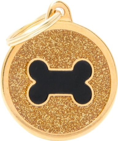 ID-bricka Shine Rund Guld med svart ben