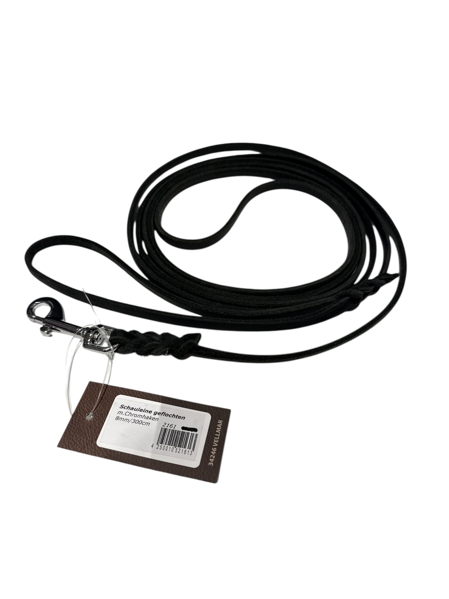 Läderkoppel 8mmx300cm svart/krom