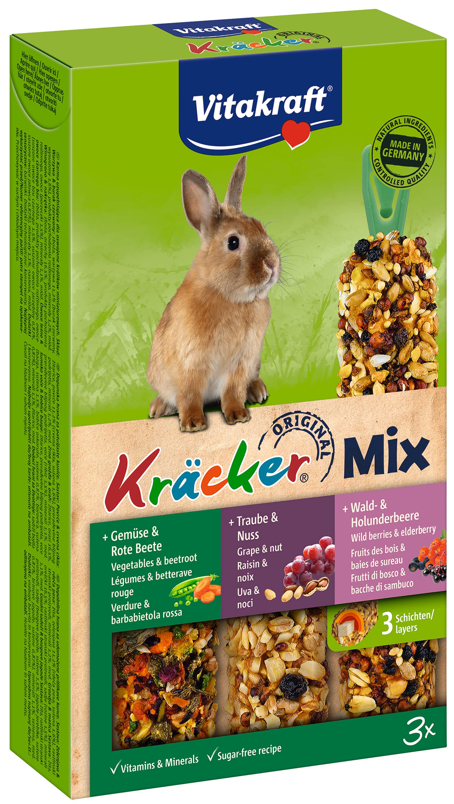 Vitakraft Kräcker Kanin 3-pack grönsaker/nötter/skogsbär