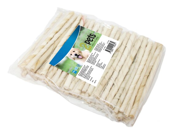 2pets tuggpinne vit vriden 12cm/7-8mm 100-pack