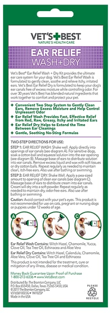 Vets Best Ear Relief Wash & Dry 118ml x 56g - 2