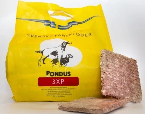 Pondus 3 x P 3kg i 160g småblock   Fryst hundmat 