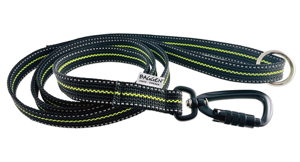 Baggen Expanderkoppel Gul med Twistlock hake gummerat med reflex