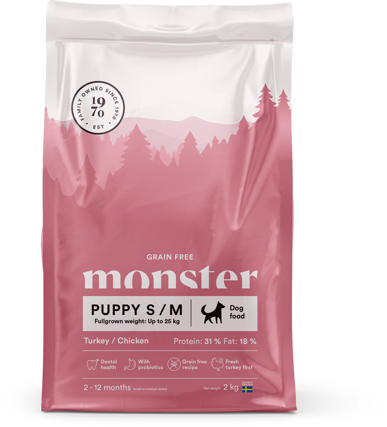 Monster GF Puppy sm/med kalkon&kyckling 2kg
