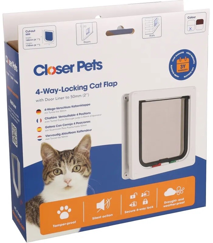 Closer Pets lucka ställbar 4-vägs vit med tunnel 235W