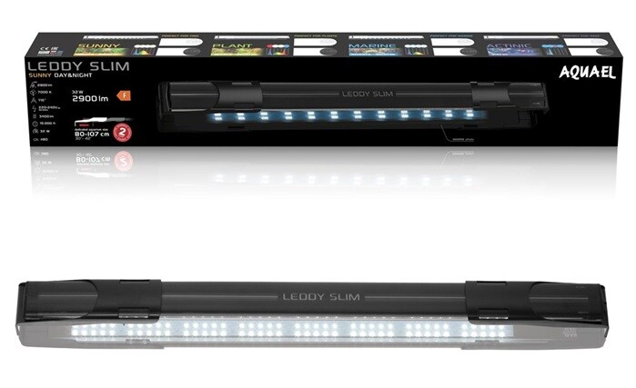 AquaEL LED-belysning Leddy Slim 2.0 Sunny Svart 80-107cm 32W