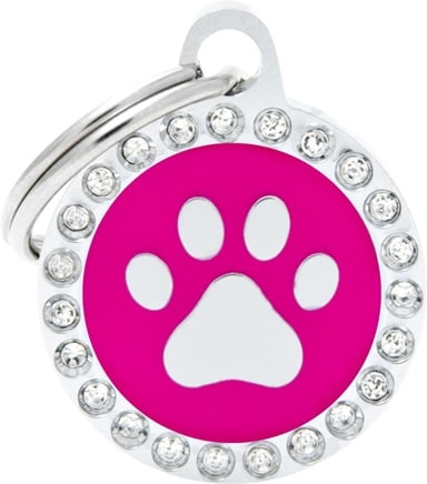 ID-bricka Glam Rund Strass Rosa med tass