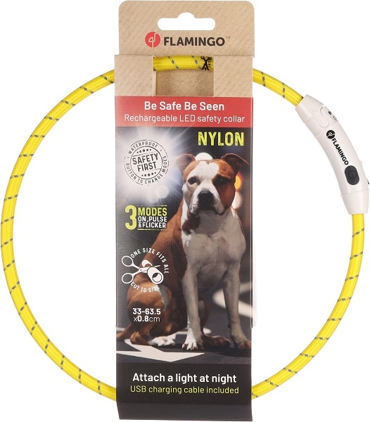 Blinkhalsband Leora Gul usb 33-63,5cm/8mm