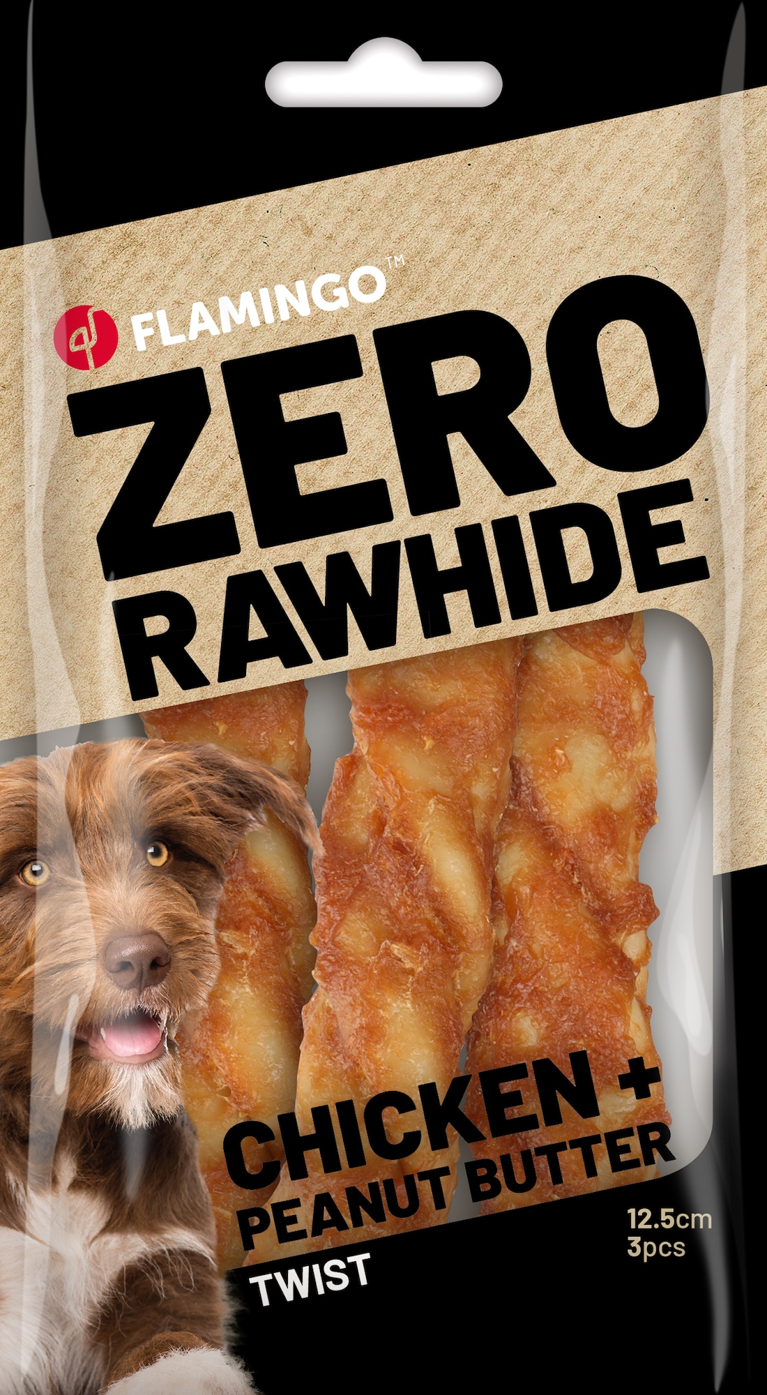 ZERO Rawhide Wrap Kyckling, Jordnöt 12,5cm 3-pack