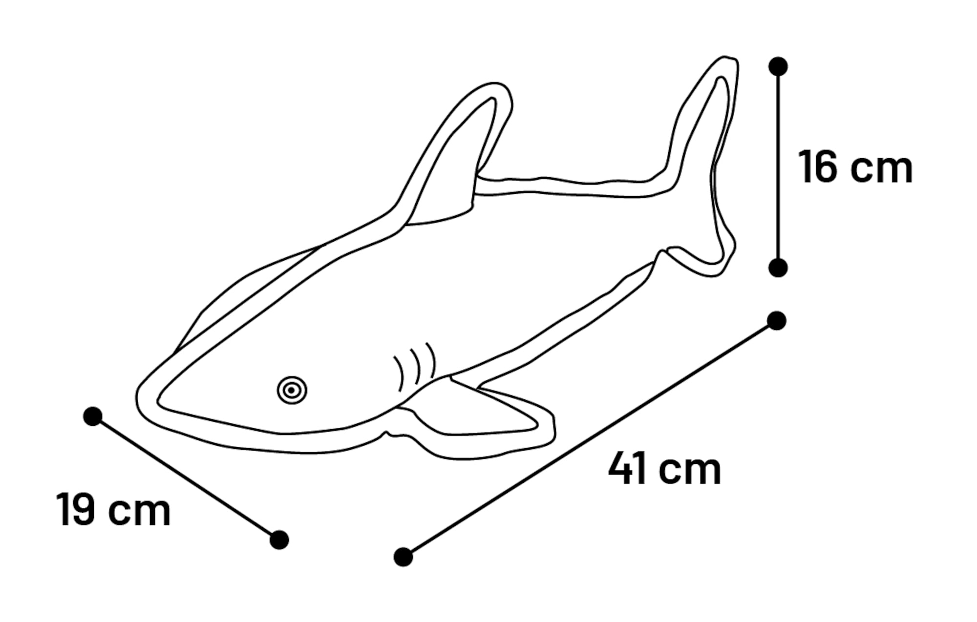 Dobbla Shark Grå 41cm