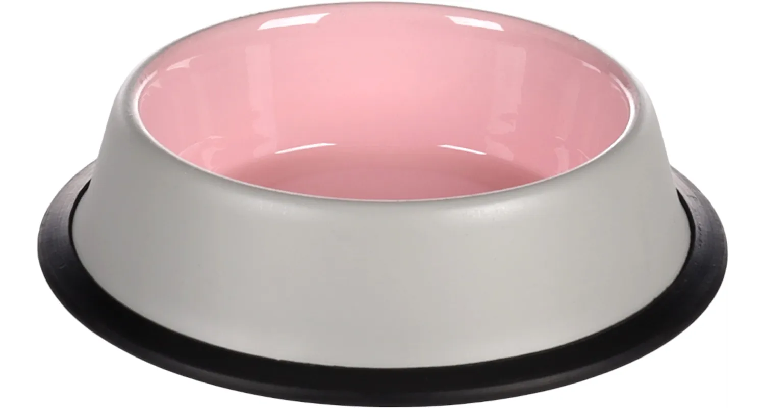 Matskål rosa/grå metall 200ml