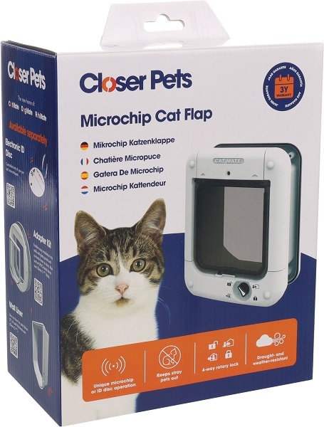 Closer Pets lucka ställbar 4-vägs för micropchip (360W)