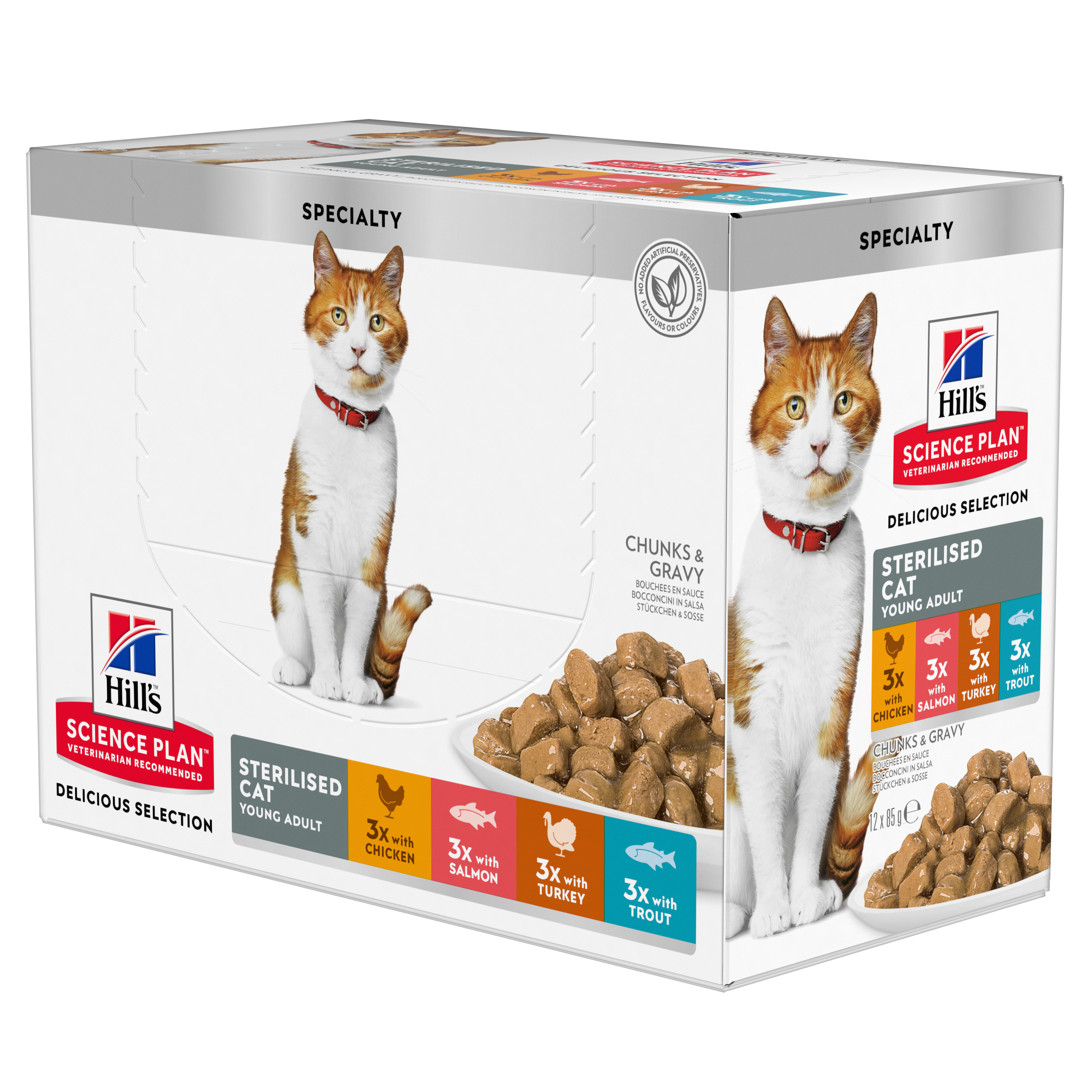 Hill's katt adult sterilised fish, turkey & chicken 12x85g  