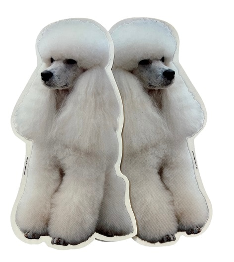 Dekal Hund medium 2-pack - Pudel vit sittande