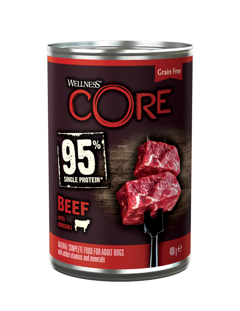 Core dog beef & broccoli blötmat 400 gram