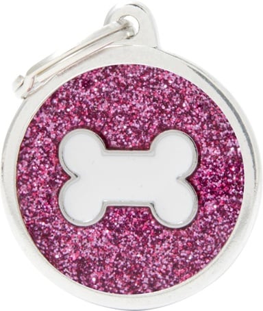 ID-bricka Shine Rund Rosa med vitt ben