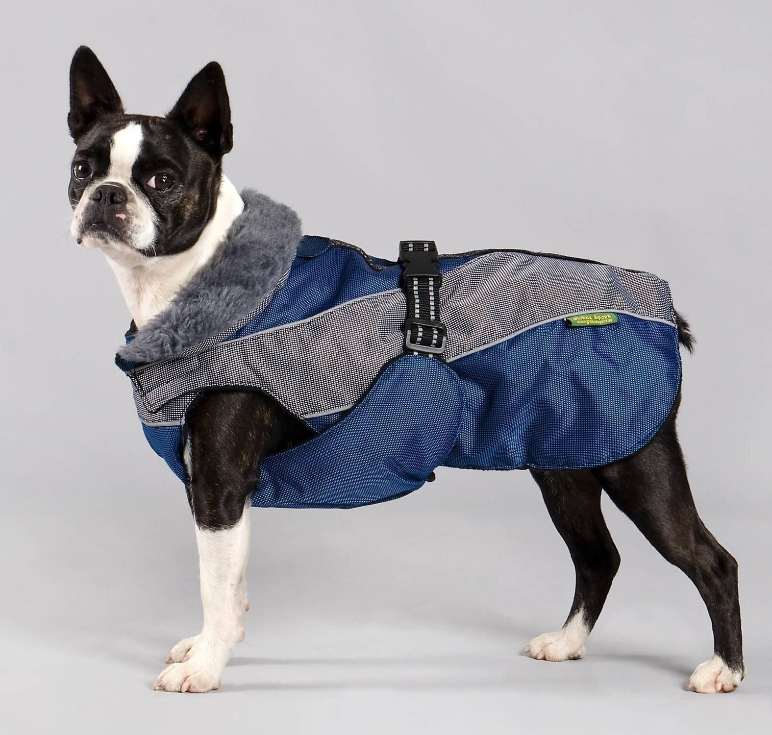 Vintertäcke fodrat marin/grå (9storlekar)