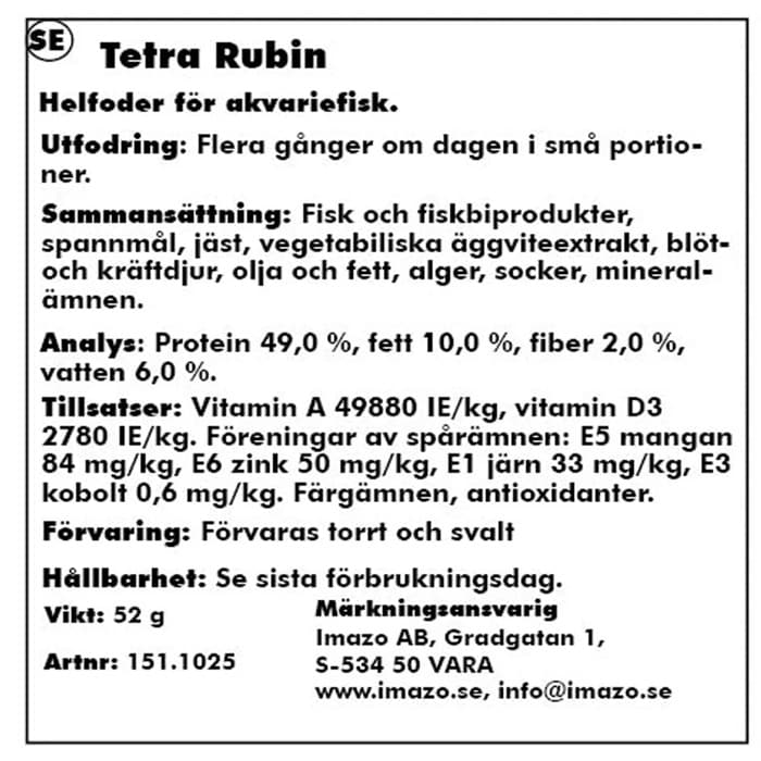 Tetra Rubin Flakes 250ml/52g
