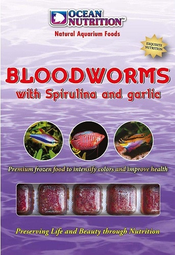 Fiskfoder Fryst ON Röda Mygglarver m Spirulina/Vitlök 100g