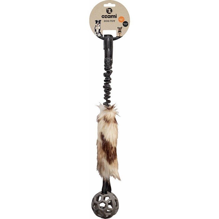 Hundleksak Faux Fur med boll 65cm Brun/Beige