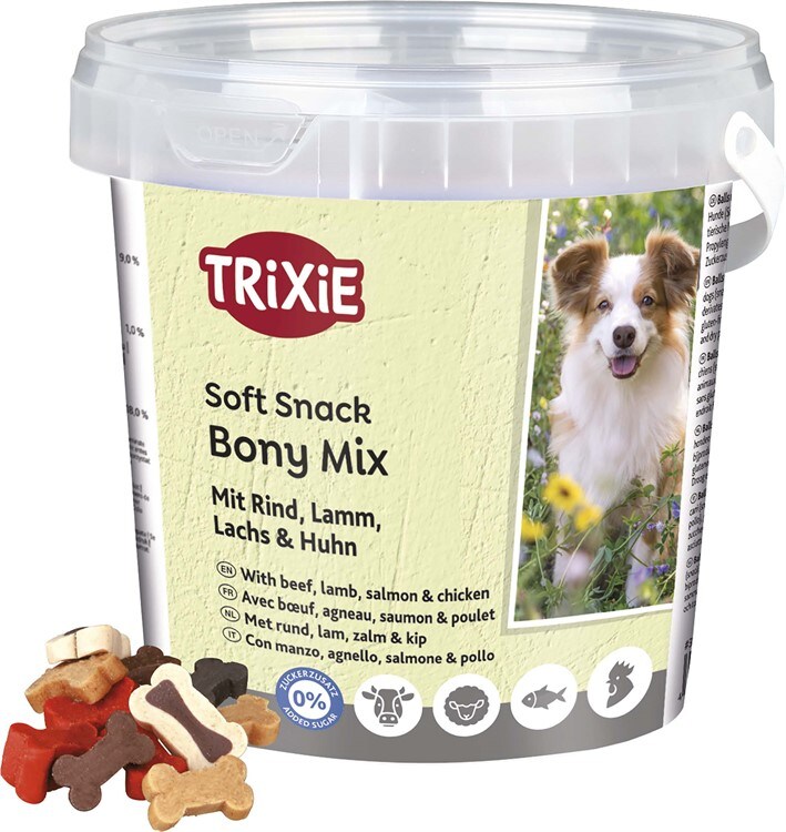 Soft snack Bony mix 500g oxkött,lamm,lax,kyckling.