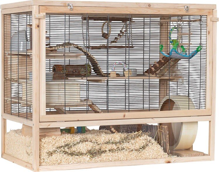 Gnagarbur i trä/galler/plexiglas 100x50x80cm