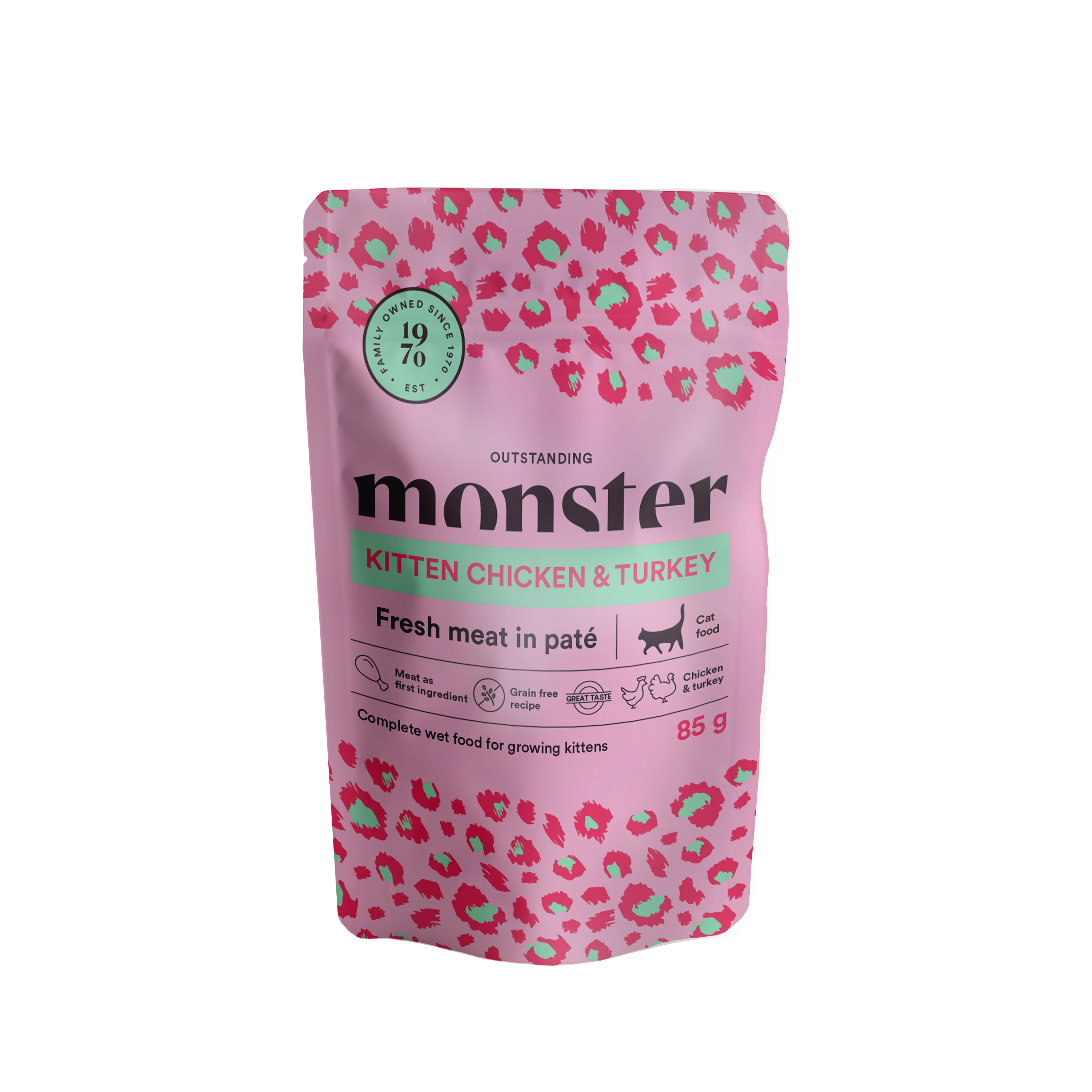 Monster Katt Våtfoder Kitten Kyckling/Kalkon 85g 8-Pack - 2