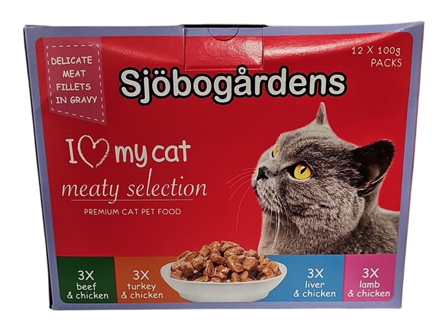 Sjöbogårdens Köttmeny 12x100g för vuxna katter