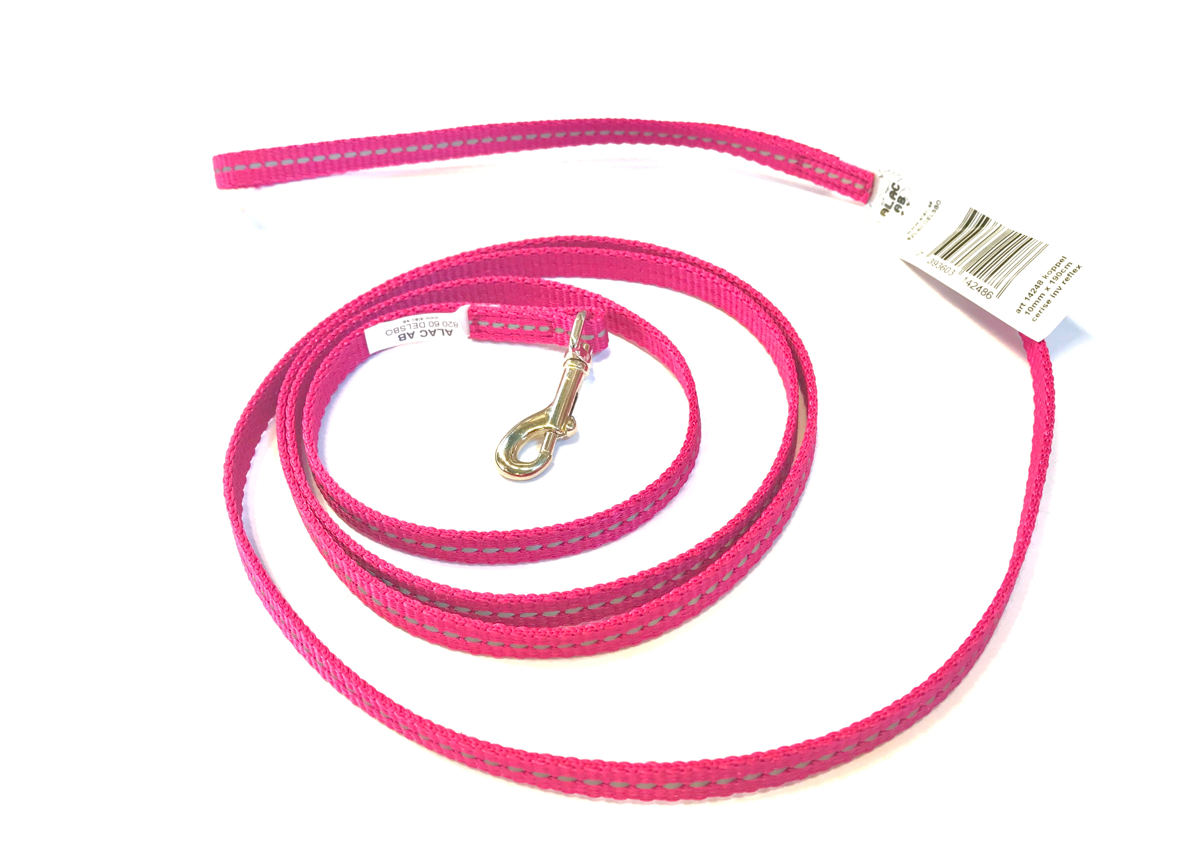 Nylonkoppel cerise med reflex 10mm/190cm - 2