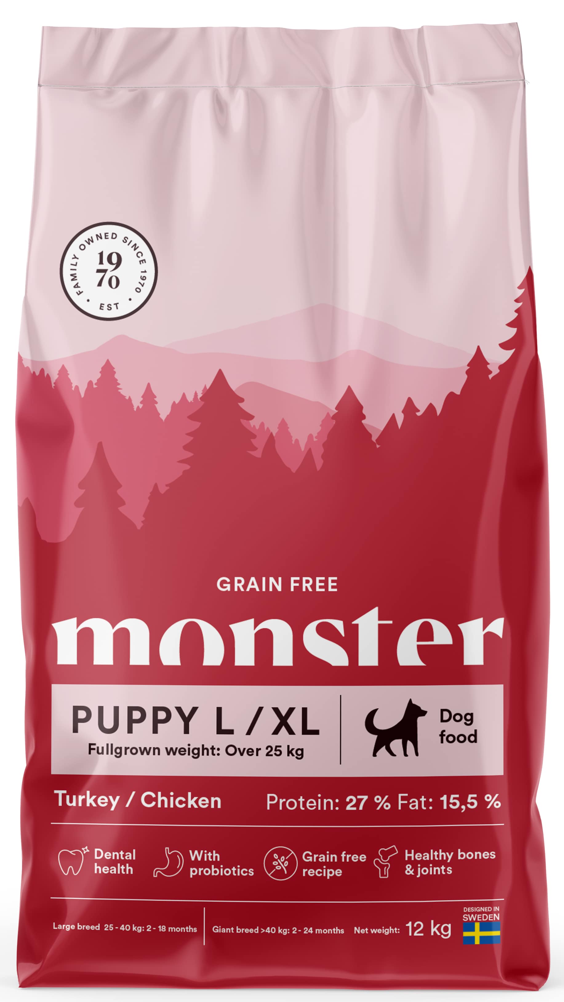 Monster GF Puppy L/XL Kalkon/Kyckling 12kg