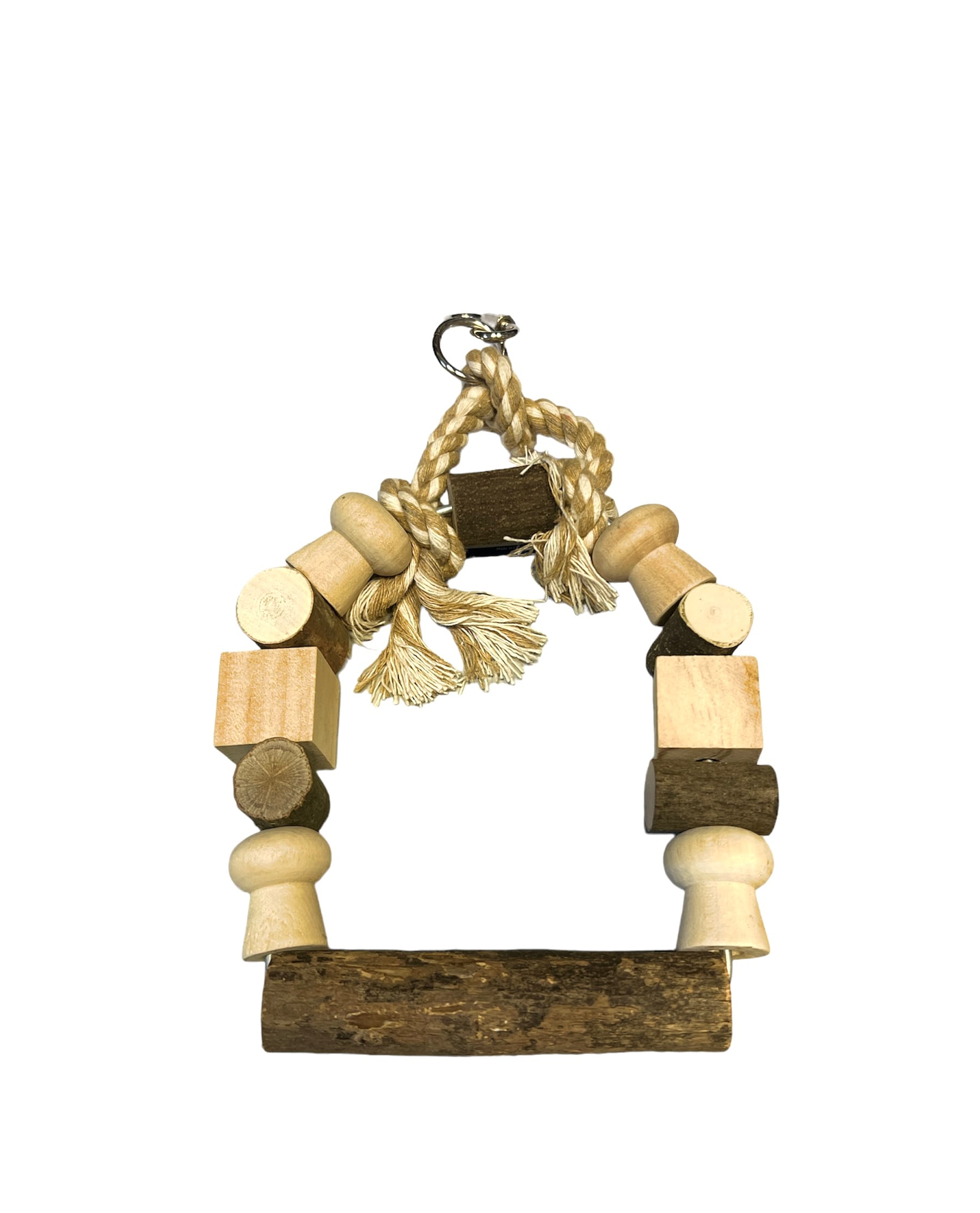 Gunga med träklossar och rep